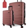 2pc Pierre Cardin Hard-Shell Large & Cabin Set Travel Luggage Tag Rose