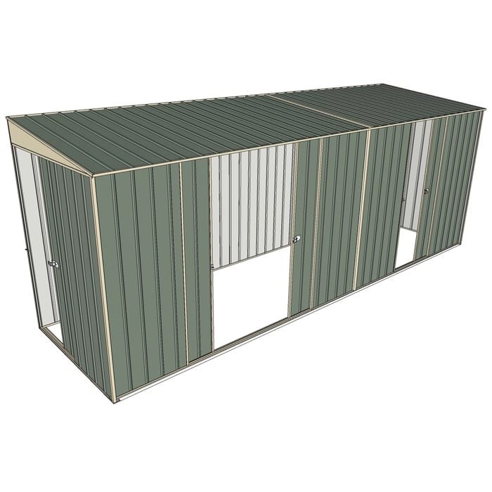Build-a-Shed 1.5 x 5.2 x 2m Double and Single Sliding Side Door Skillion Shed - Green