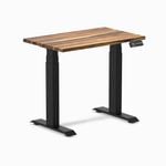 Desky Dual Mini Pheasantwood Hardwood Sit to Stand Desk 800x500mm Matte Black Frame