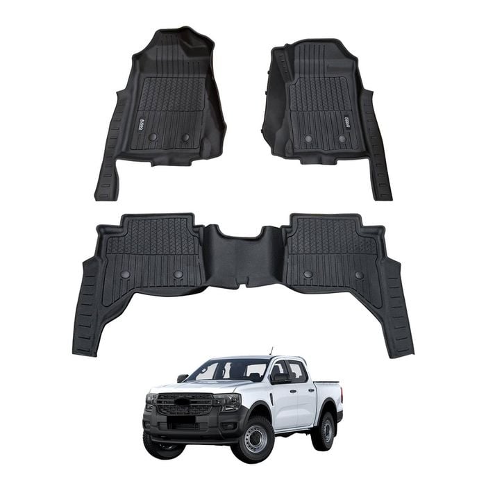 AUSGO 7D Injection Car Floor Mats for Ford Ranger Next-Gen 2022-Onwards All-Weather Floor Liners