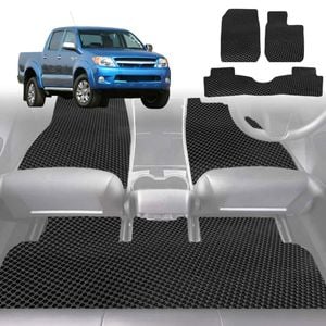 6D Diamond Car Floor Mats for Toyota Hilux Double Cab 1997-2005-Full Set-Black-Outback GT