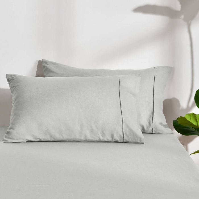 Dreamaker Linen Cotton Standard Pillowcase Twin Pack Dove Grey