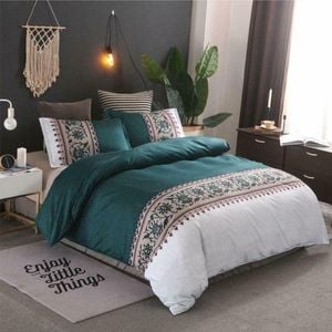 Dreamfields King Bohemian Jade Design Soft Quilt Doona Duvet Cover Set
