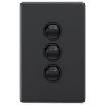 DETA Black Matte S-line Triple Vertical Wall Switch