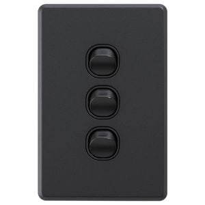 DETA Black Matte S-line Triple Vertical Wall Switch