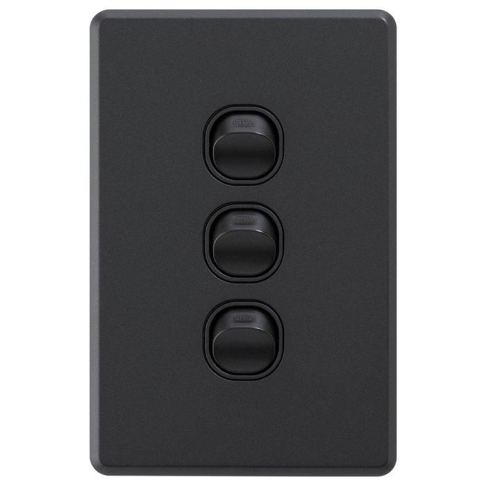 DETA Black Matte S-line Triple Vertical Wall Switch