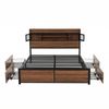 Artiss Double Bed Frame with Charging Station 4 Drawers Storage Oak