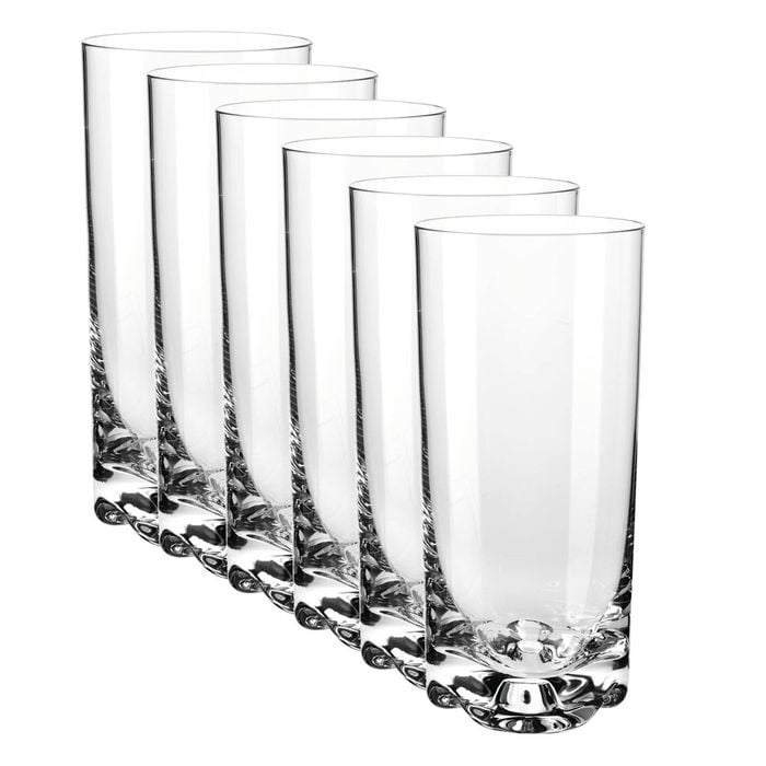 6pc Krosno Highball Glasses 390ml Gift Boxed Dishwasher Safe Made In Poland