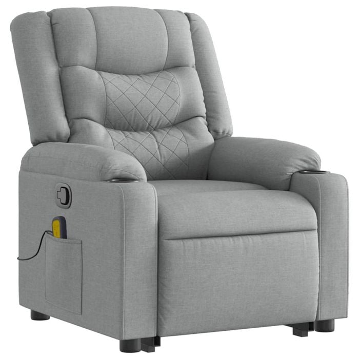 vidaXL Stand up Massage Recliner Chair Armchair Single Sofa Light Grey Fabric