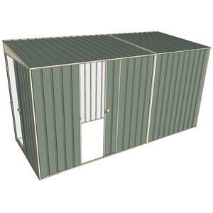 Build-a-Shed 1.5 x 3.7 x 2m Sliding Door Tunnel Shed with Sliding Side Door - Green