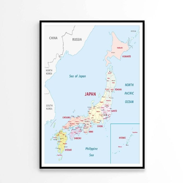 Japan Administrative Map  Print 100% Australian Made 90x120cm  (Poster)