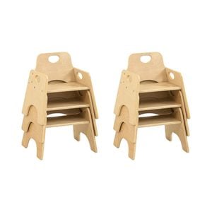 Jooyes Kids Stackable Wooden Toddler Chair H25cm - 6 Pack - Oak | 45cm | Kids Chair