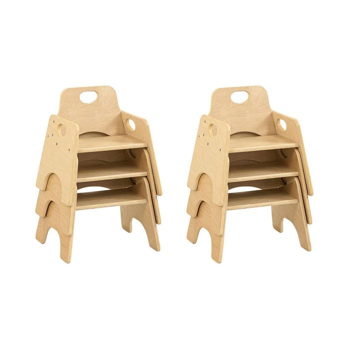 Jooyes Kids Stackable Wooden Toddler Chair H25cm - 6 Pack - Oak | 45cm | Kids Chair