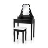 Costway 5-drawing Dressing Table Stool Makeup Vanity Set W/led Mirror Black