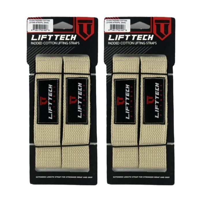 2x 2pc Lift-tech Neo-tech Padded Cotton Wrist Support Lifting Straps Skin 21.5in