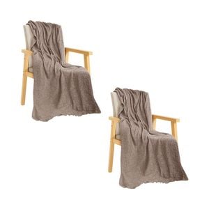 SOGA 2X 130x190cm Misty Beige Blanket – Houndstooth Tassel Throw