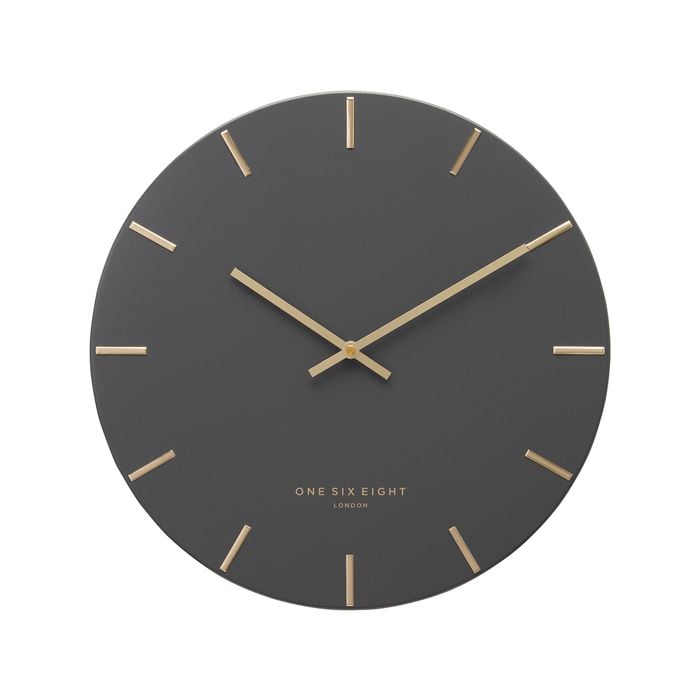 One Six Eight London  Luca Charcoal 60cm Silent Wall Clock