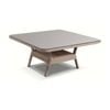 Low Dining 1.5m Square Outdoor Wicker Glass Top Table Brushed Grey