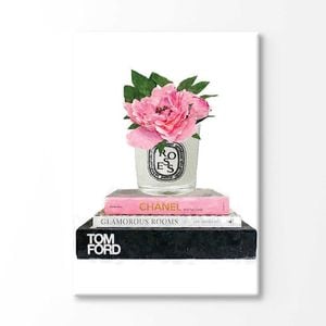 Flower Perfume Bottle Fashion Books Painting Print 100% Australian Made 180x120cm (Stretched Canvas)