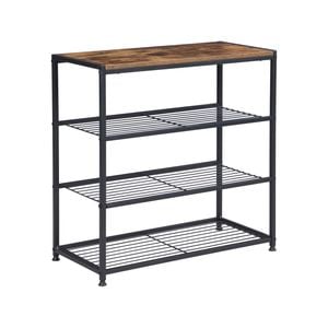 IHOMDEC 4-Tier Tower Metal & Faux Antique Wood Shoe Rack