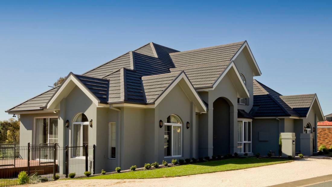 Rendered house with tiled roof