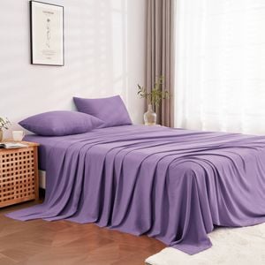 LINENOVA Pre Washed Microfiber Sheet Set - Double,Dusty Lilac