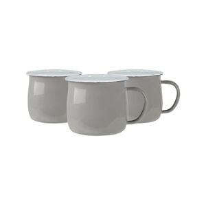 Argon Tableware Coloured Enamel Belly Mugs - Steel Outdoor Camping Tea Coffee Cup - 375ml - Pack of 6