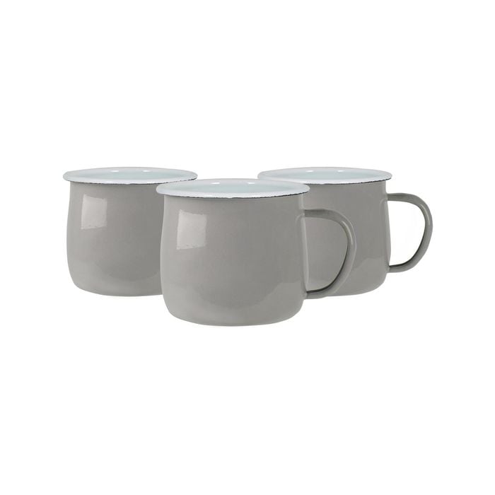 Argon Tableware Coloured Enamel Belly Mugs - Steel Outdoor Camping Tea Coffee Cup - 375ml - Pack of 6