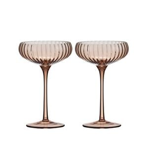 4pc Tempa Sienna Rippled Cocktail Drinking Glasses Set 16.5cm Blush Pink
