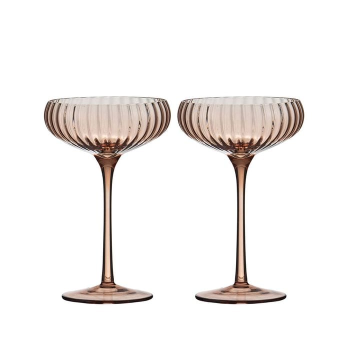 4pc Tempa Sienna Rippled Cocktail Drinking Glasses Set 16.5cm Blush Pink