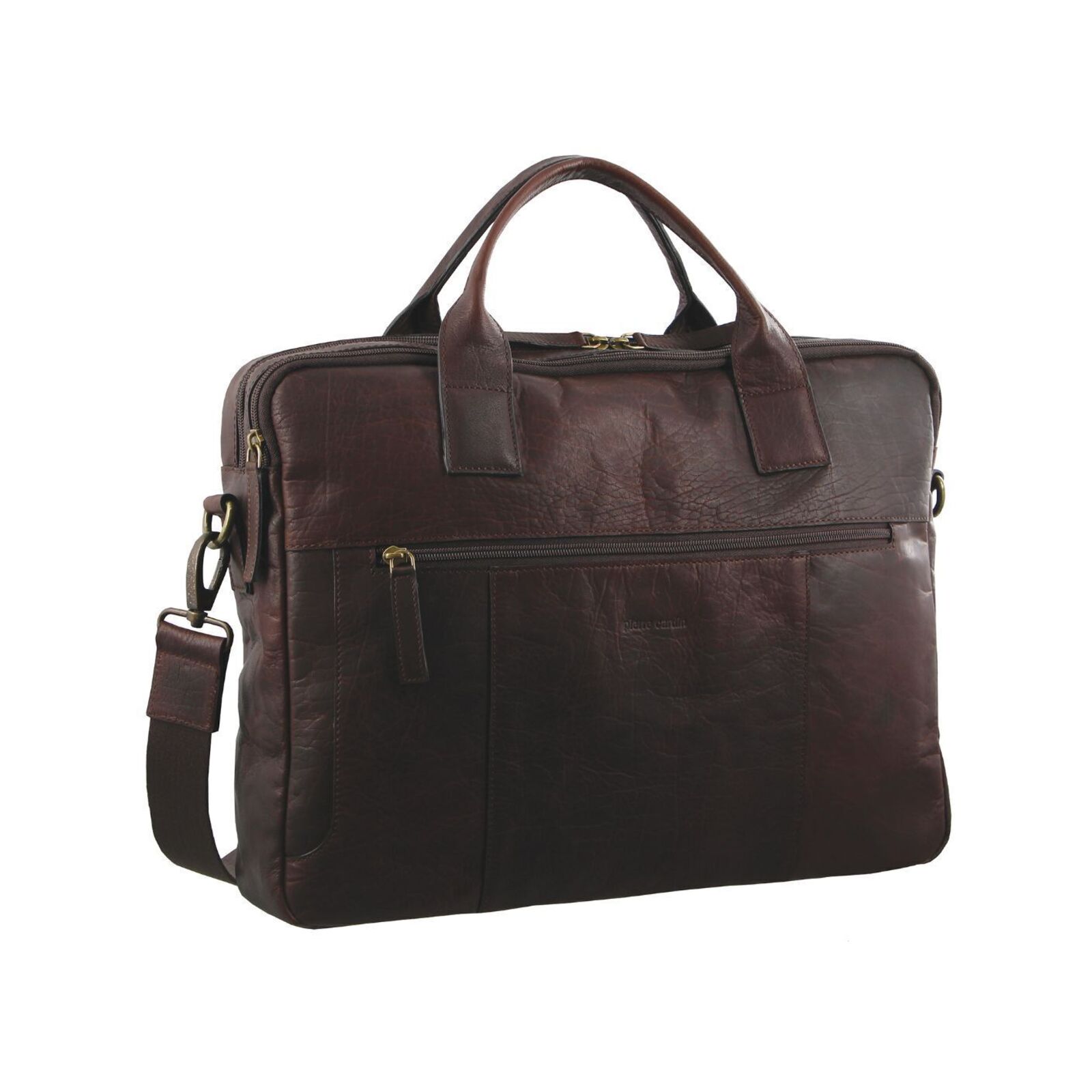 Pierre Cardin Rustic Leather 15 Laptop Computer Work Messenger Bag Travel Business Chestnut Bunnings Australia