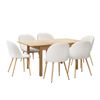 Oikiture 7pcs Extendable Dining Table and Chairs Natural&White