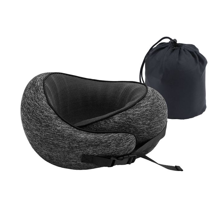 Wanderlite Travel Pillows Memory Foam Neck Pillow Portable with Bag, Dark Grey
