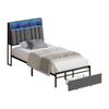 Oikiture Bed Frame King Single Size With Led Light USB Charging Storage Headboard & Drawer