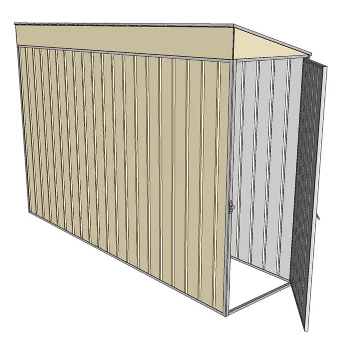 Build-a-Shed 0.8 x 3 x 2m Single Hinged End Door Shed - Cream