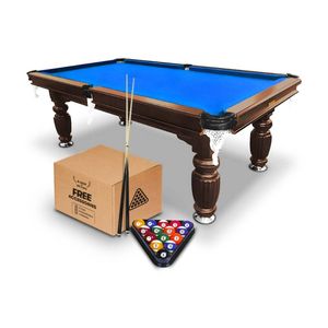 Classic 7ft Slate Pool/Billiards Table/Balls Walnut/Blue Felt