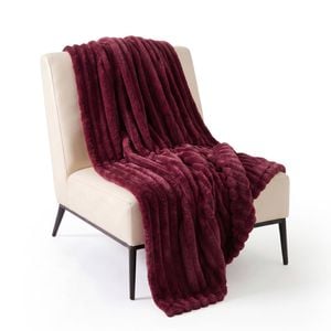 SOGA Burgundy Flannel Polyester Throw Blanket 200x230cm