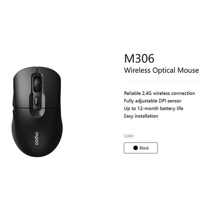 Rapoo M306 2.4 Wireless Optical Mice With Side Fwd And Back Buttons