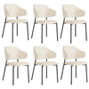 Oikiture 6PC Dining Chair Sherpa White&Black