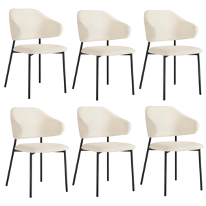 Oikiture 6PC Dining Chair Sherpa White&Black