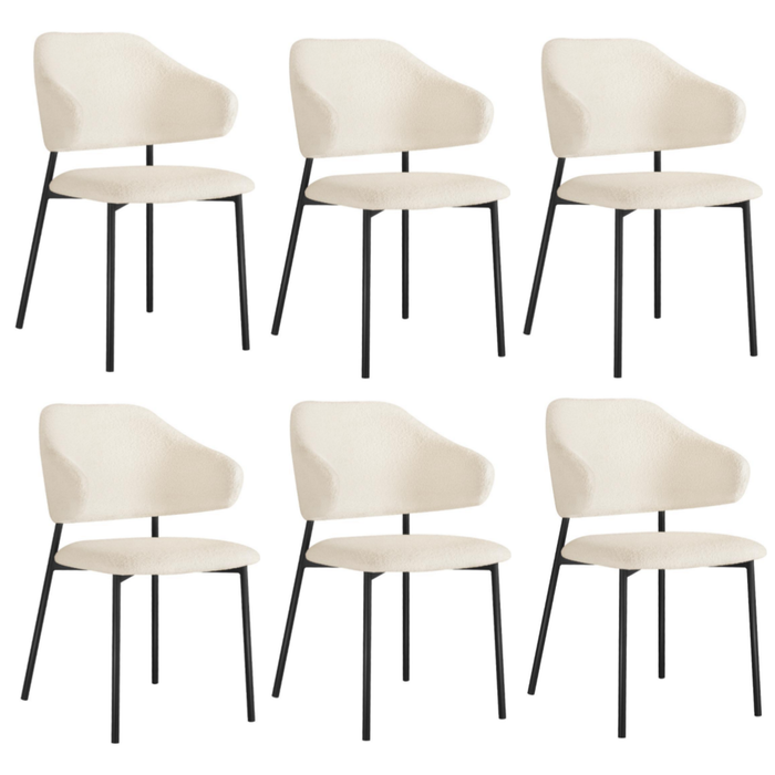 Oikiture 6PC Dining Chair Sherpa White&Black