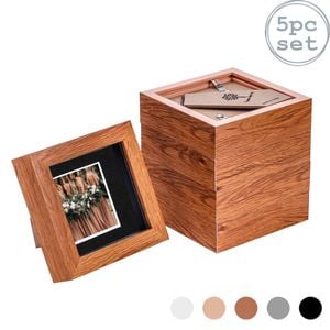 Nicola Spring Acrylic 3d Box Photo Frames With 2" X 2" Mounts - 4" X 4"  - Dark Wood - Pack Of 5