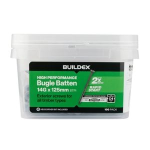 Buildex® 14G x 125mm Class 4 Bugle Batten Screws - 100 pack