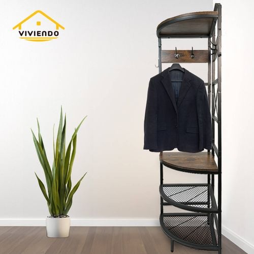 Viviendo 4 Tier Corner Shelf Display Storage Bookcase Coat Shelves with Hooks Corner Shelf 183cm 45cm Bunnings Australia