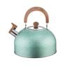 Catzon Whistling Tea Kettle 2L with Wood Pattern Cool Grip-Cyan