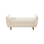Oikiture Storage Ottoman Arm Foot Stool Couch Large Sherpa White