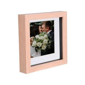 Nicola Spring 6" X 6" Light Wood 3d Box Photo Frame - 4" X 4" Mount