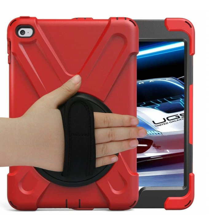 StylePro Shockproof iPad Case With Rotating Stand And Hand-strap For iPad 10th and 11th gen Red