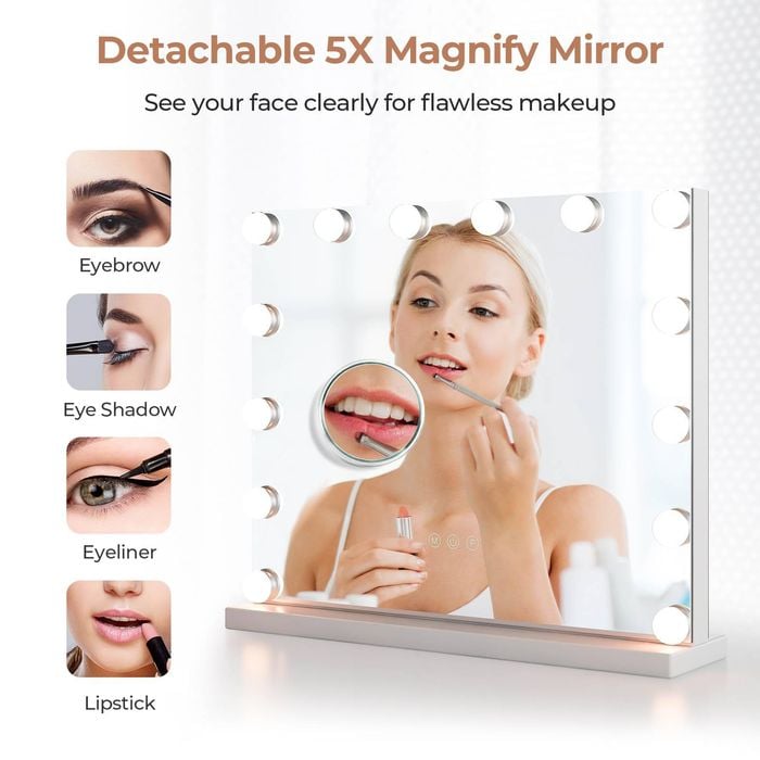 Costway Hollywood Makeup Mirror w/14 LED Bulbs Tabletop Vanity Mirror ...