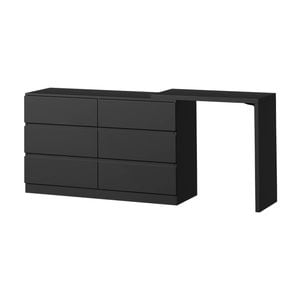 Oikiture 6 Chest of Drawers Dresser with Side Table Black
